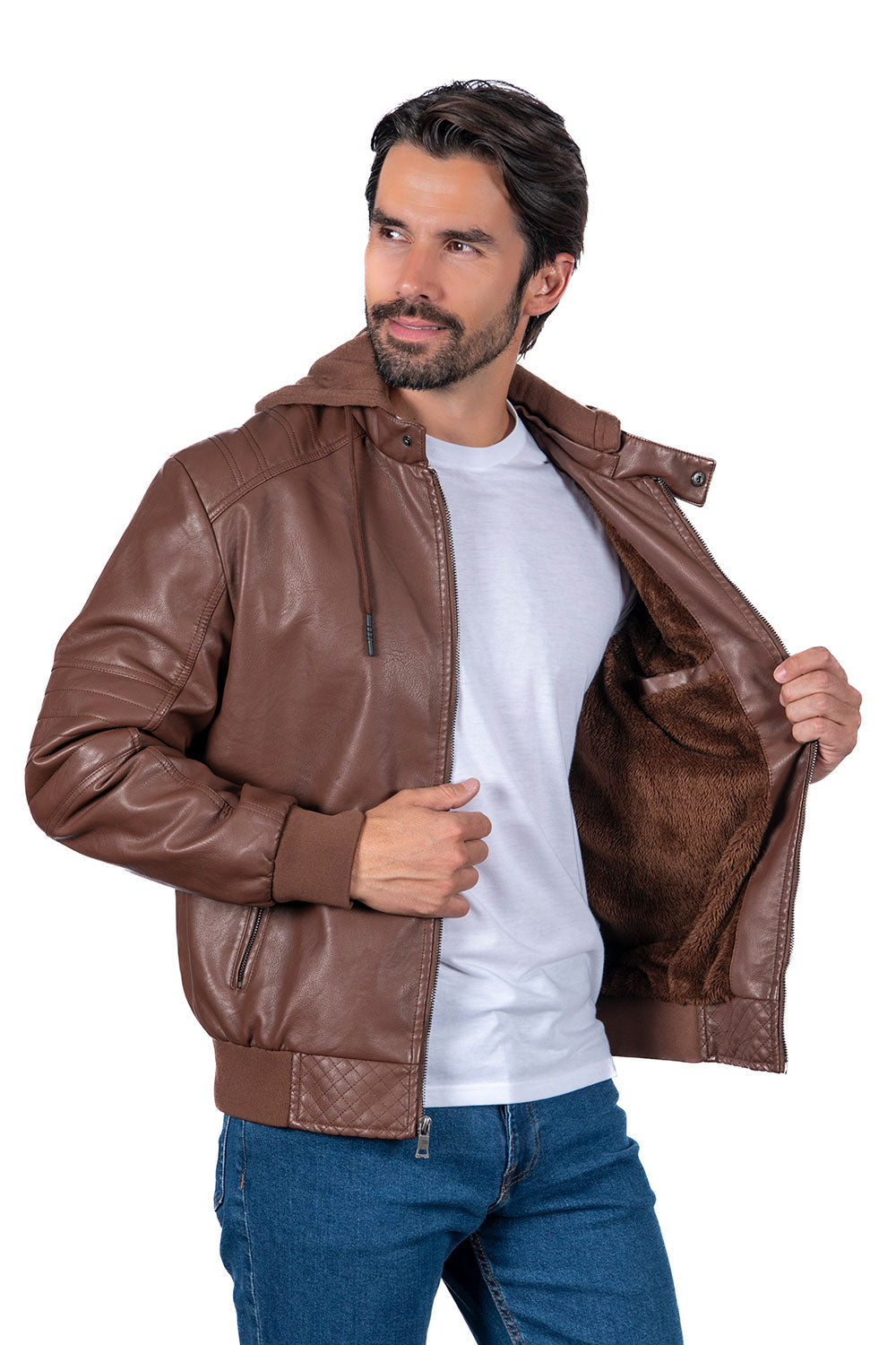 Men's PU Leather Hoodie Jackets (S-M-L-XL-XXL / 4-6-7-4-3) 24 PCS