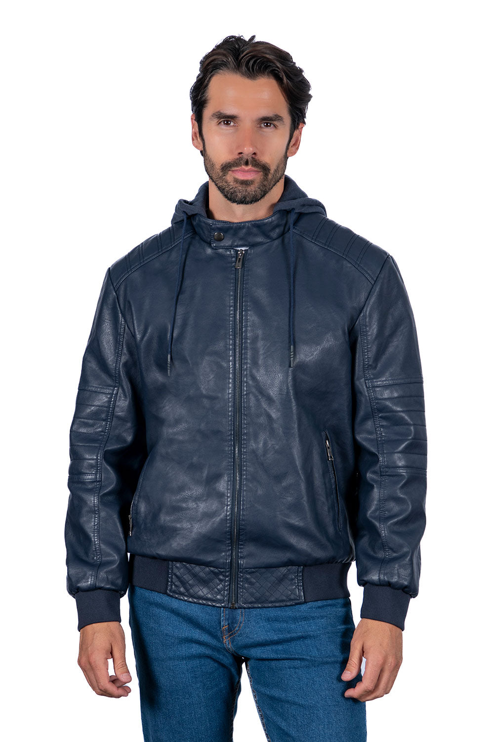 Men's PU Leather Hoodie Jackets (S-M-L-XL-XXL / 4-6-7-4-3) 24 PCS
