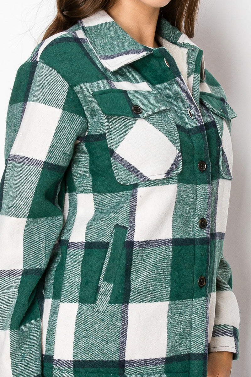 Women's Fur Inside Plaid Shirts Jacket Shacket (S-M-L-XL-2XL / 2-3-3-2-2) 12 pcs