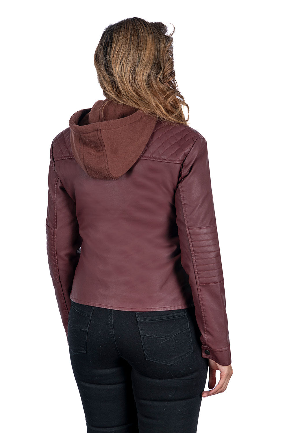 Women's PU Leather Hoodie Jackets (S-M-L-XL-2XL / 3-7-7-4-3) 24 pcs