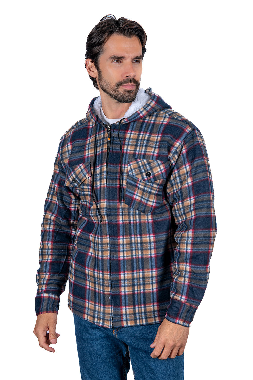 Men's Plaid Hoodie Jackets (S-M-L-XL-2XL / 1-2-2-2-1) 8 PCS