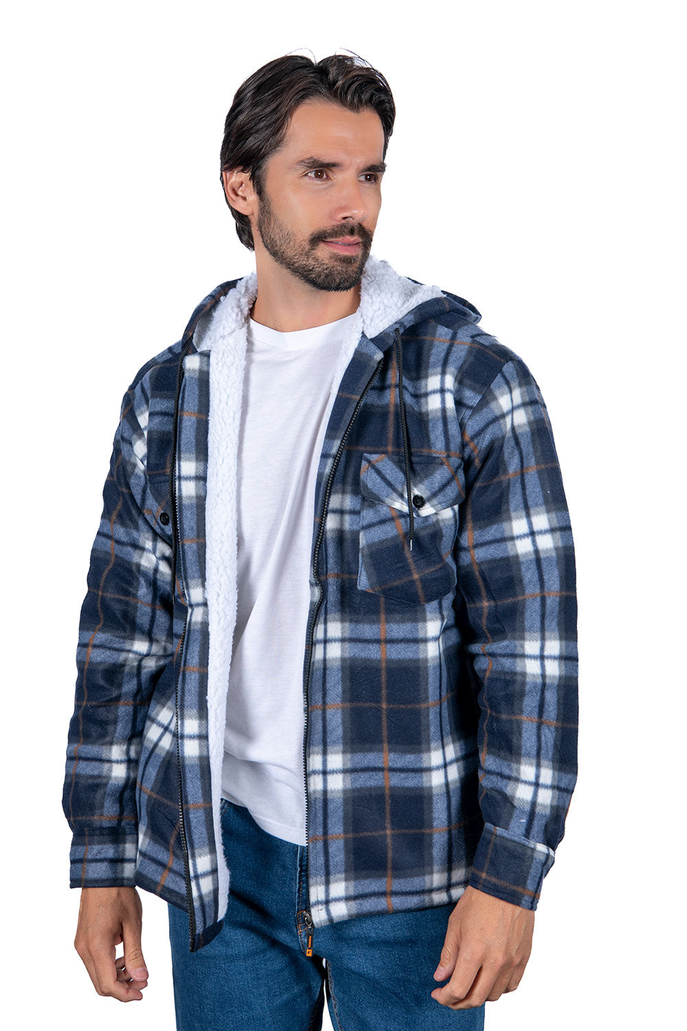 Men's Plaid Hoodie Jackets (S-M-L-XL-2XL / 1-2-2-2-1) 8 PCS