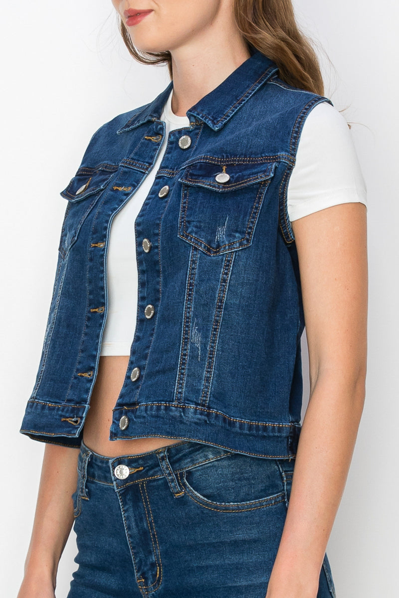 Women's Casual Denim Vest (S-M-L-XL / 2-4-4-2) 12 pcs