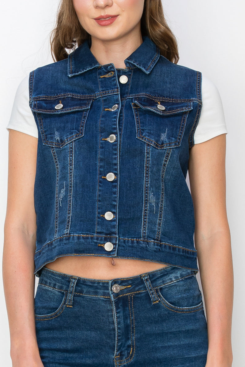 Women's Casual Denim Vest (S-M-L-XL / 2-4-4-2) 12 pcs