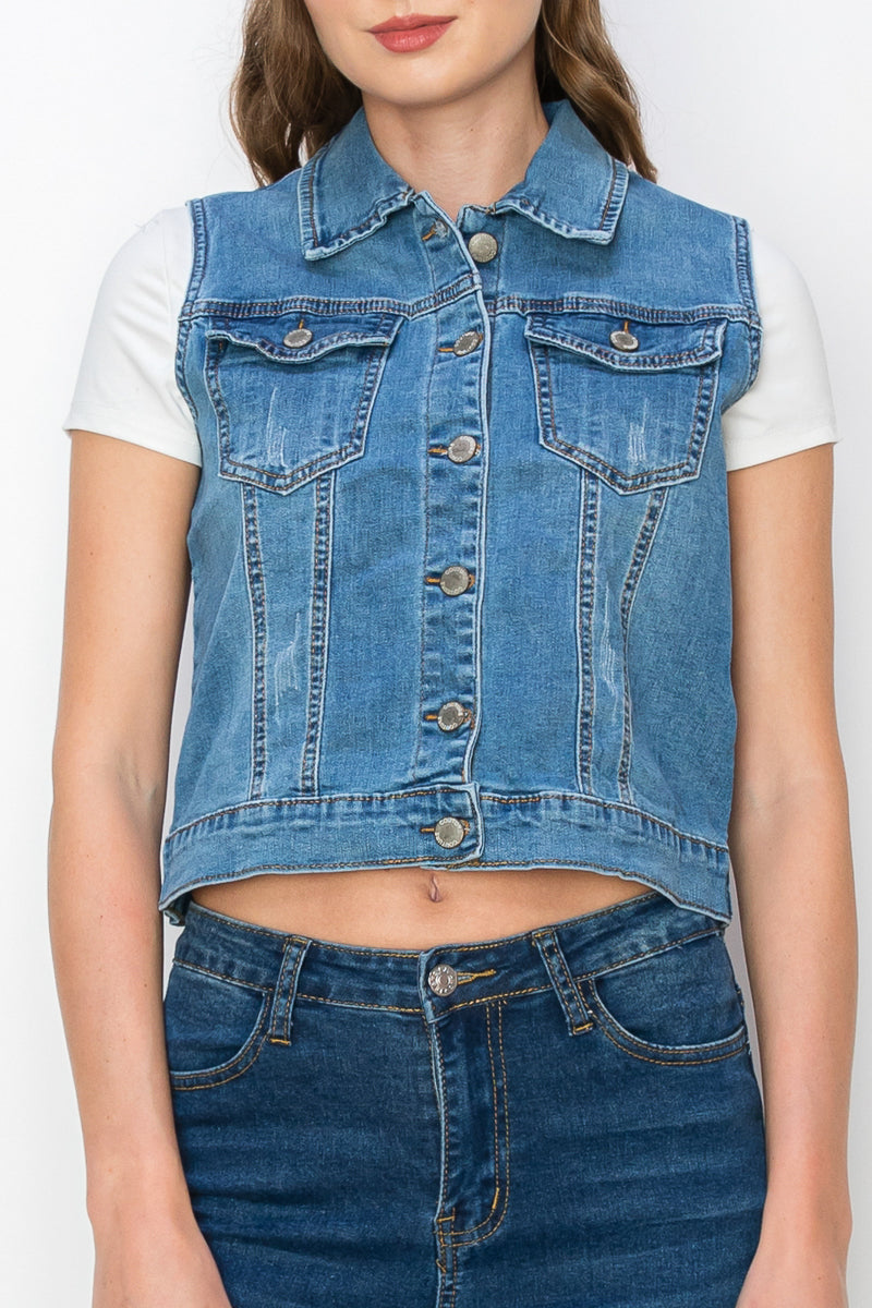 Women's Casual Denim Vest (S-M-L-XL / 2-4-4-2) 12 pcs