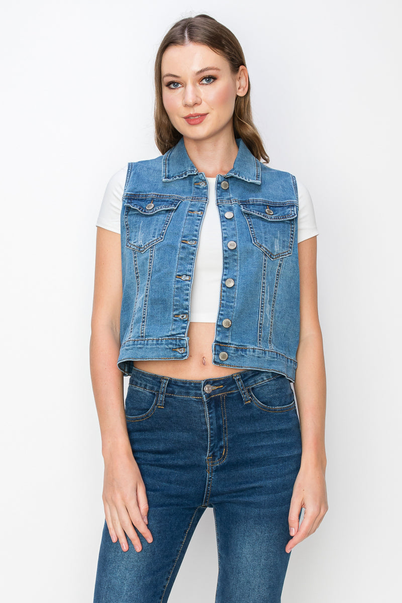 Women's Casual Denim Vest (S-M-L-XL / 2-4-4-2) 12 pcs