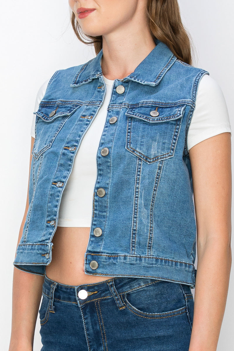 Women's Casual Denim Vest (S-M-L-XL / 2-4-4-2) 12 pcs