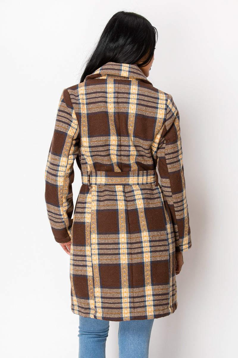 Women's Long Coat Plaid Jacket with belt (S-M-L-XL-2XL / 2-4-3-2-1) 12 pcs