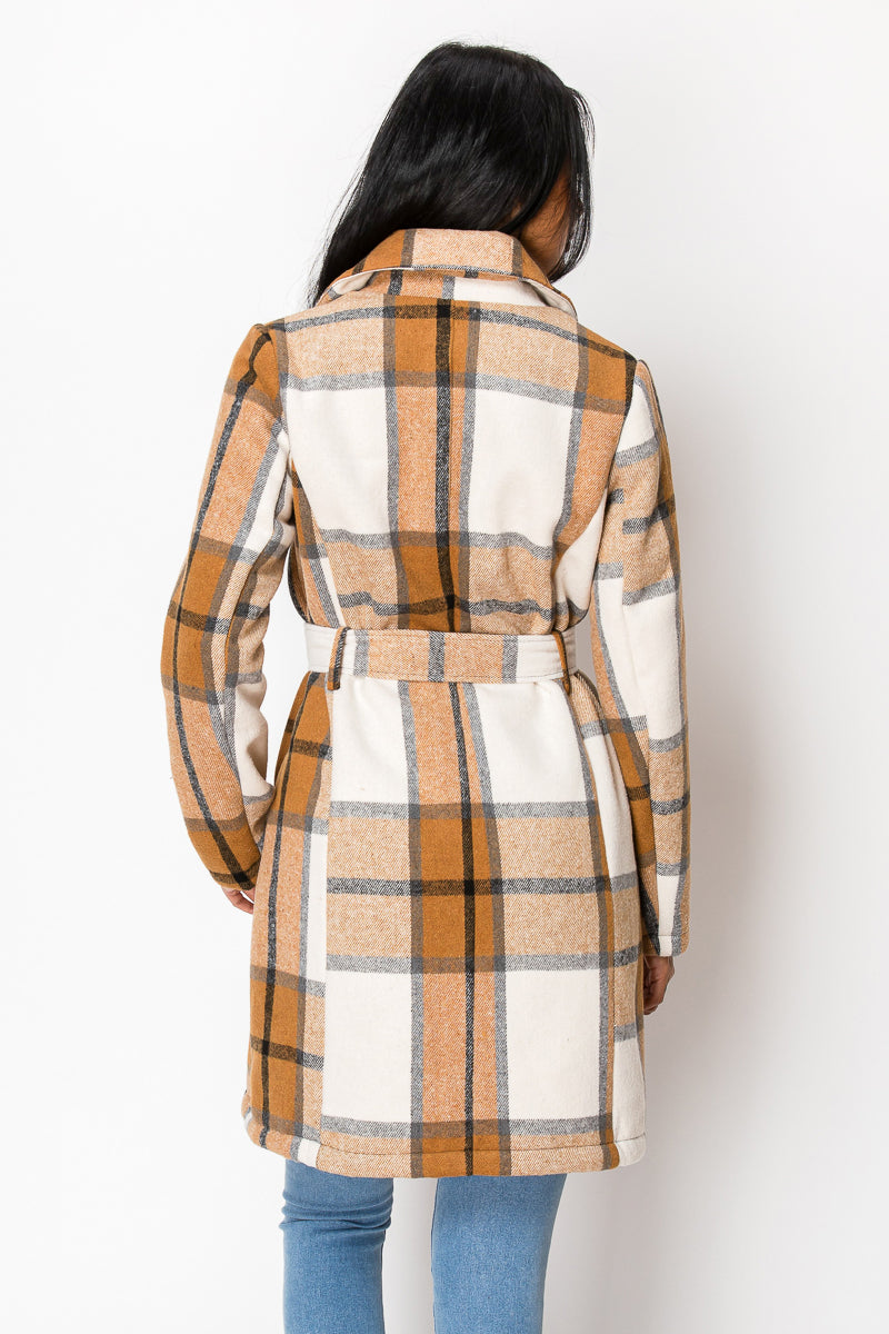 Women's Long Coat Plaid Jacket with belt (S-M-L-XL-2XL / 2-4-3-2-1) 12 pcs