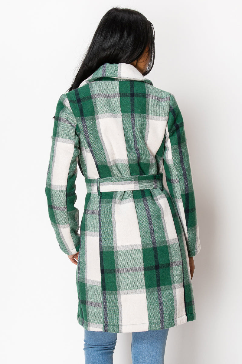 Women's Long Coat Plaid Jacket with belt (S-M-L-XL-2XL / 2-4-3-2-1) 12 pcs