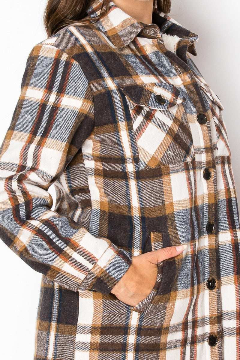 Women's Fur Inside Plaid Shirts Jacket Shacket (S-M-L-XL-2XL / 2-3-4-2-1) 12 pcs