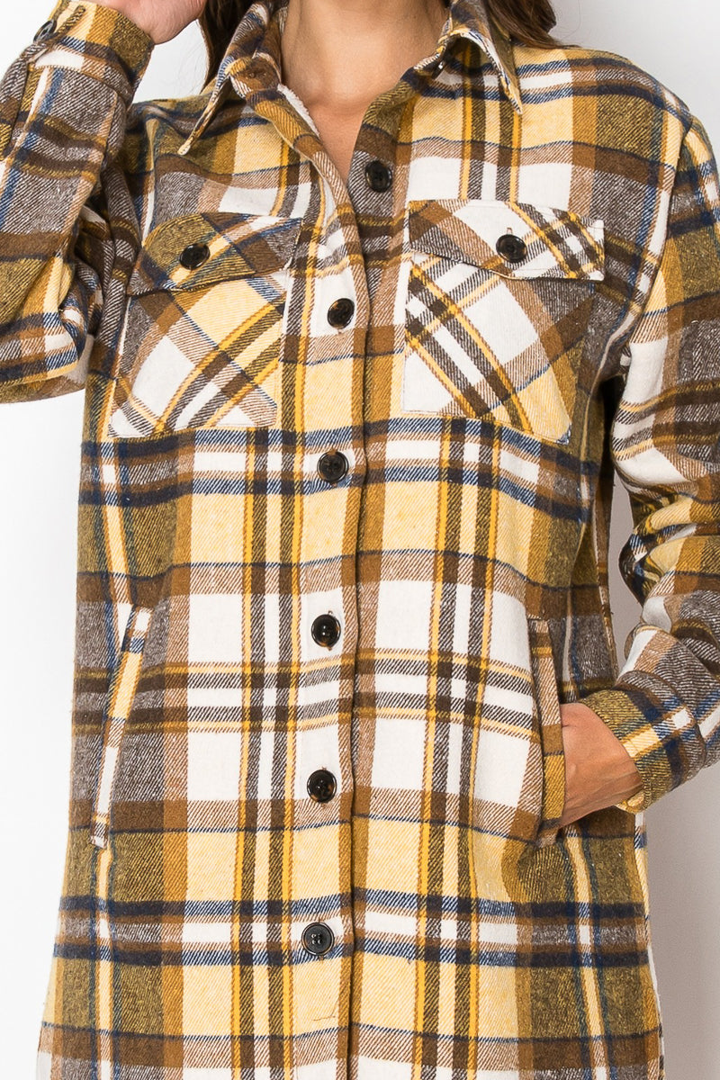 Women's Fur Inside Plaid Shirts Jacket Shacket (S-M-L-XL-2XL / 2-3-4-2-1) 12 pcs