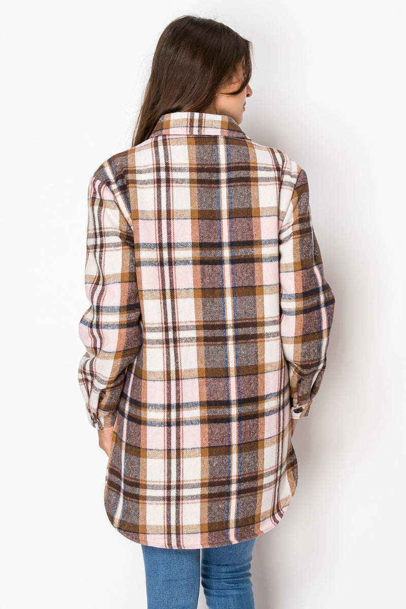 Women's Fur Inside Plaid Shirts Jacket Shacket (S-M-L-XL-2XL / 2-3-4-2-1) 12 pcs