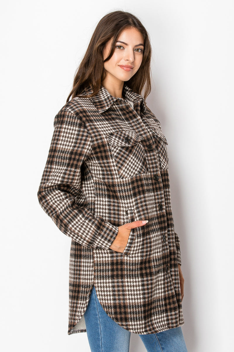 Women's Fur Inside Plaid Shirts Jacket Shacket (S-M-L-XL-2XL / 2-3-4-2-1) 12 pcs