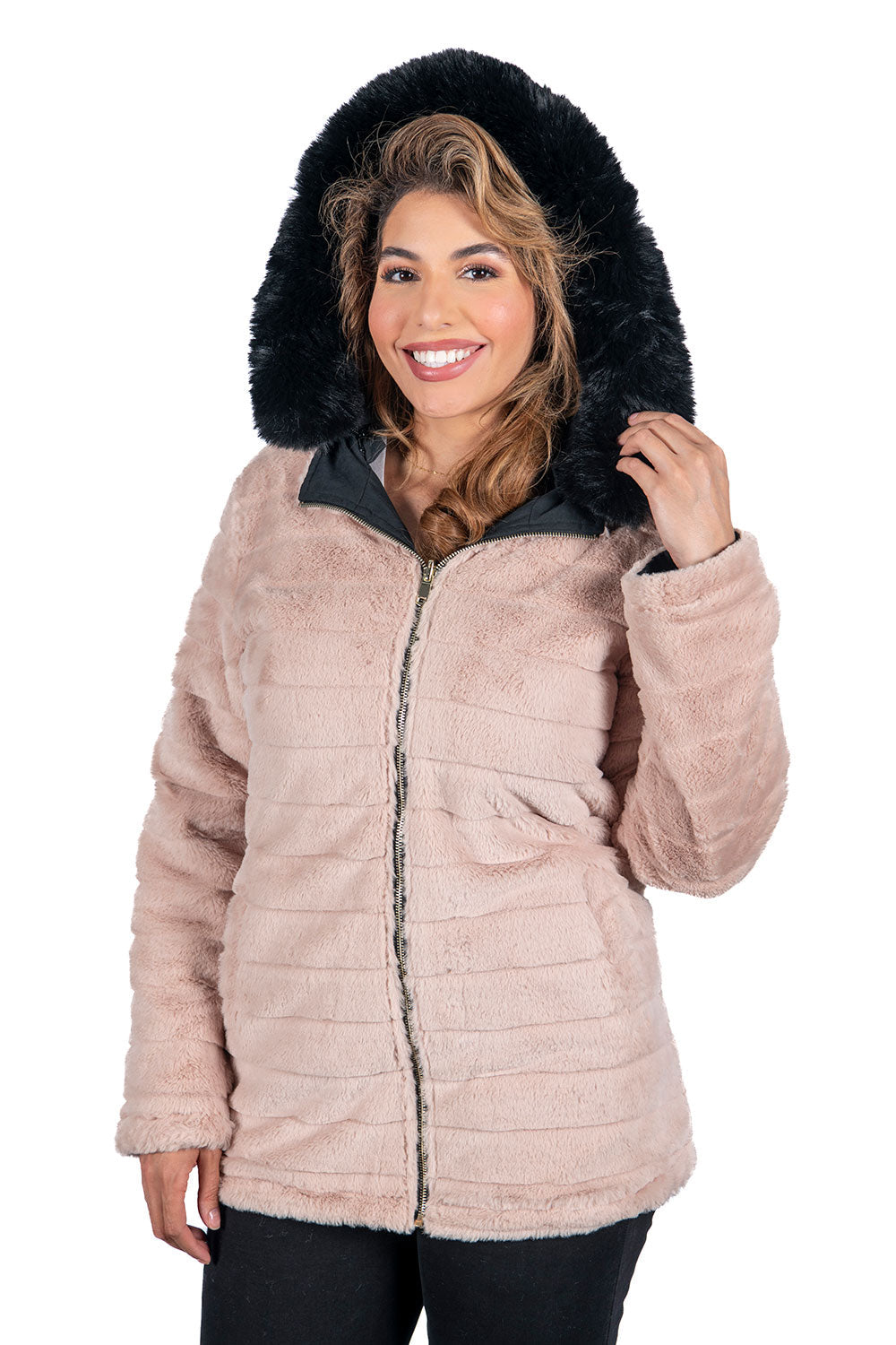 Women's Reversible Faux Fur Hooded Jackets (S-M-L-XL / 3-6-6-3) 18 pcs