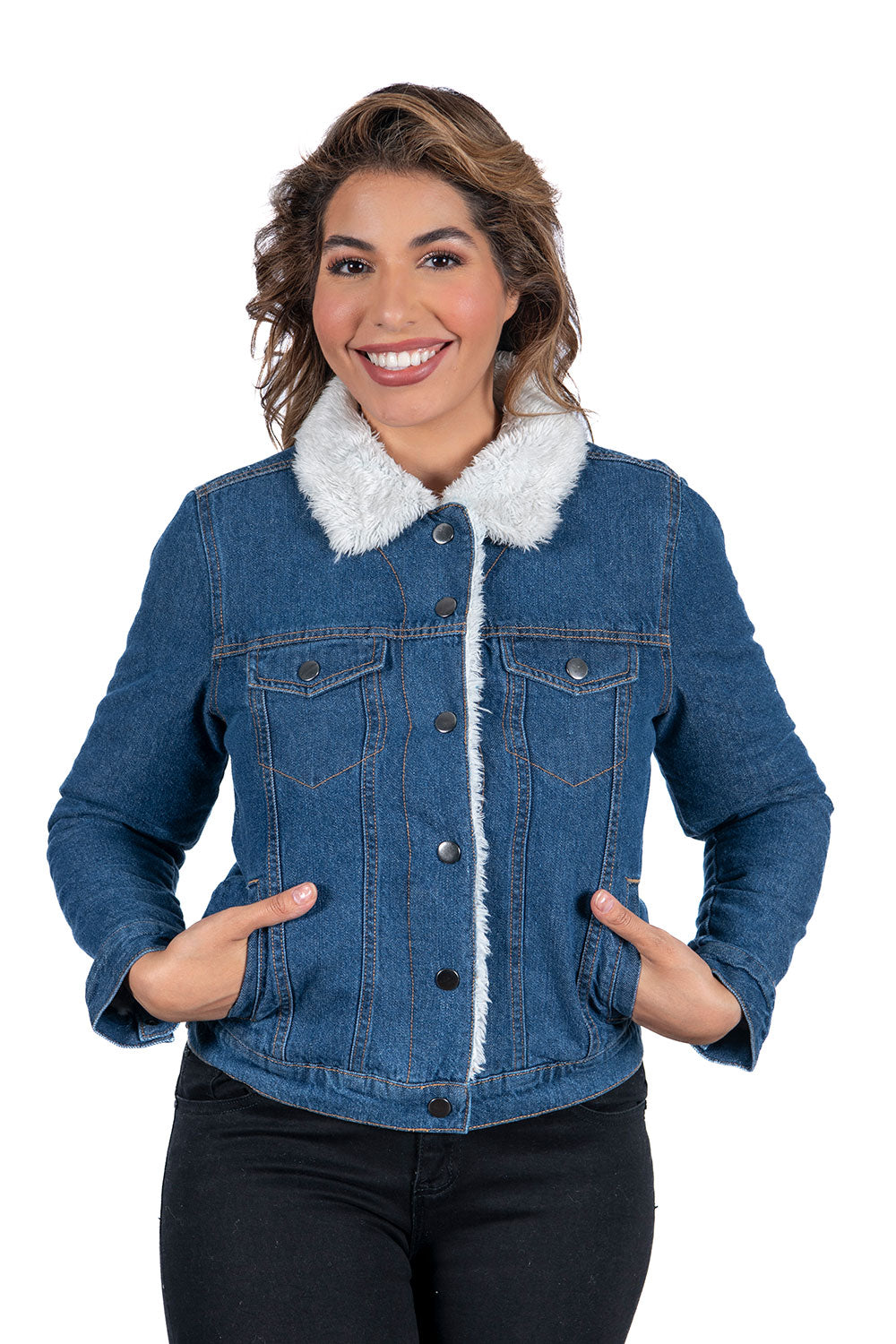 Women's Faux Fur Denim Jacket (S-M-L-XL / 2-4-4-2) 12 pcs