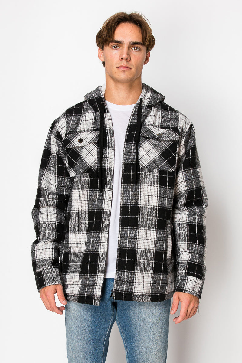 Men's Flannel Hoody Jackets (S-M-L-XL-2XL / 1-3-4-3-1) 12 PCS