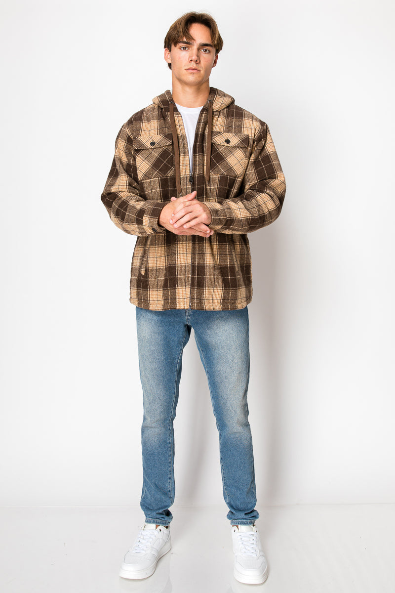 Men's Flannel Hoody Jackets (S-M-L-XL-2XL / 1-3-4-3-1) 12 PCS