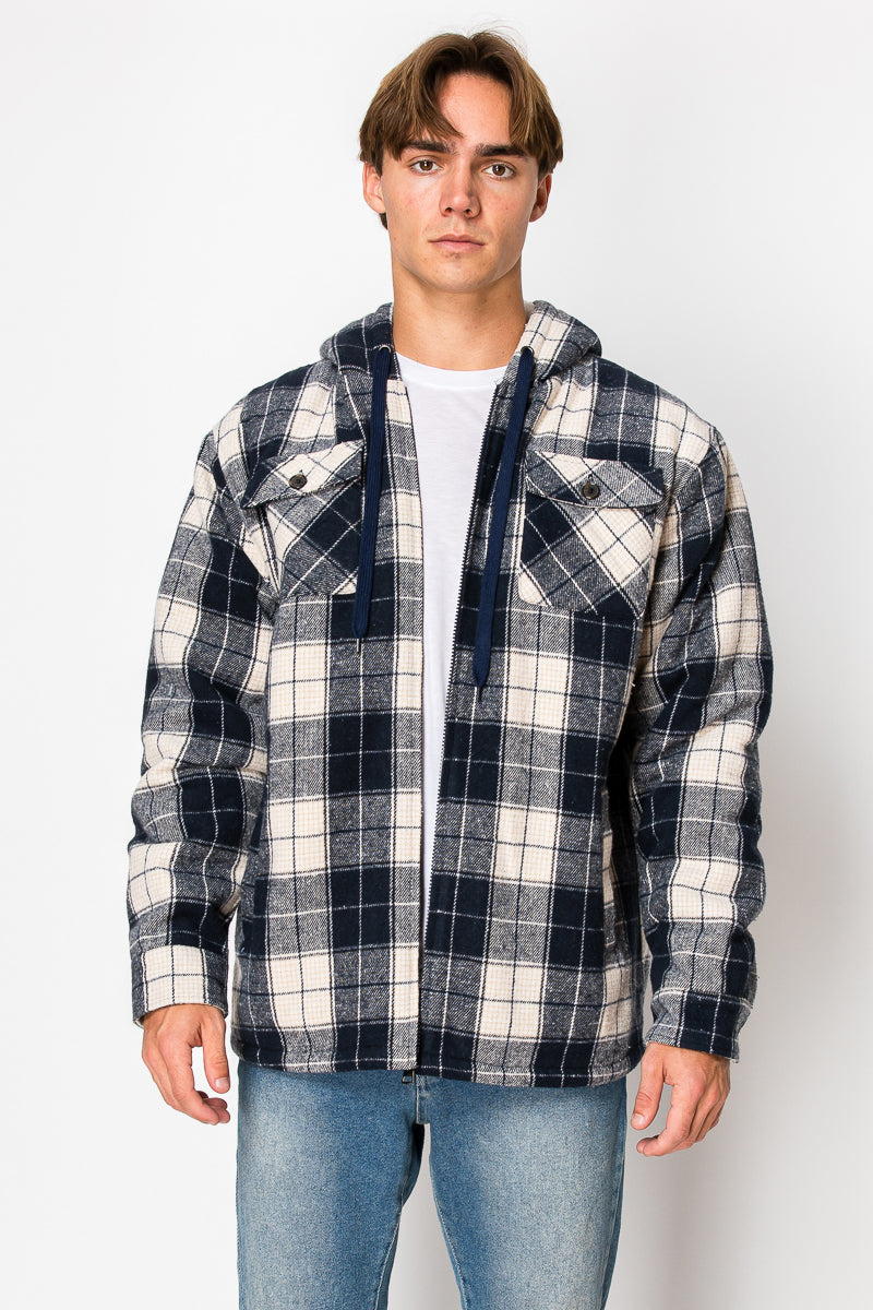 Men's Flannel Hoody Jackets (S-M-L-XL-2XL / 1-3-4-3-1) 12 PCS