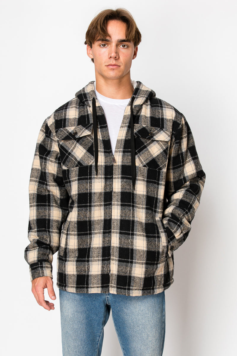 Men's Flannel Hoody Jackets (S-M-L-XL-2XL / 1-3-4-3-1) 12 PCS