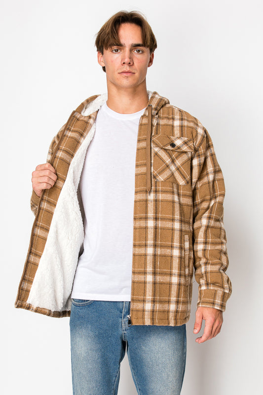 Men's Flannel Hoody Jackets (S-M-L-XL-2XL / 1-3-4-3-1) 12 PCS