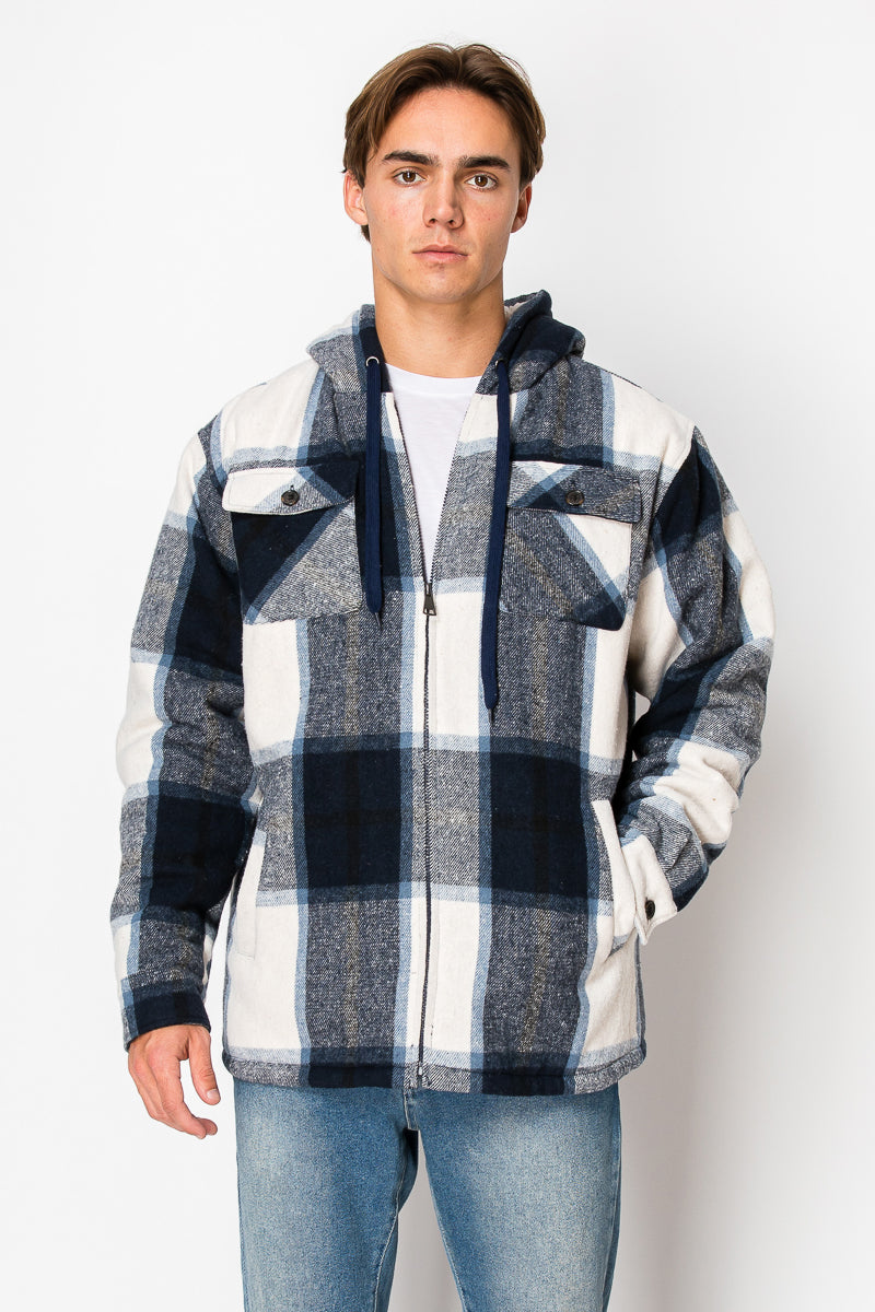 Men's Flannel Hoody Jackets (S-M-L-XL-2XL / 1-3-4-3-1) 12 PCS