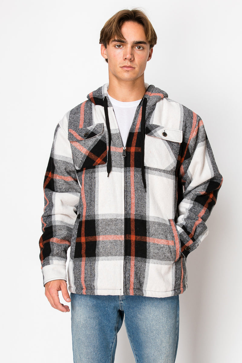 Men's Flannel Hoody Jackets (S-M-L-XL-2XL / 1-3-4-3-1) 12 PCS