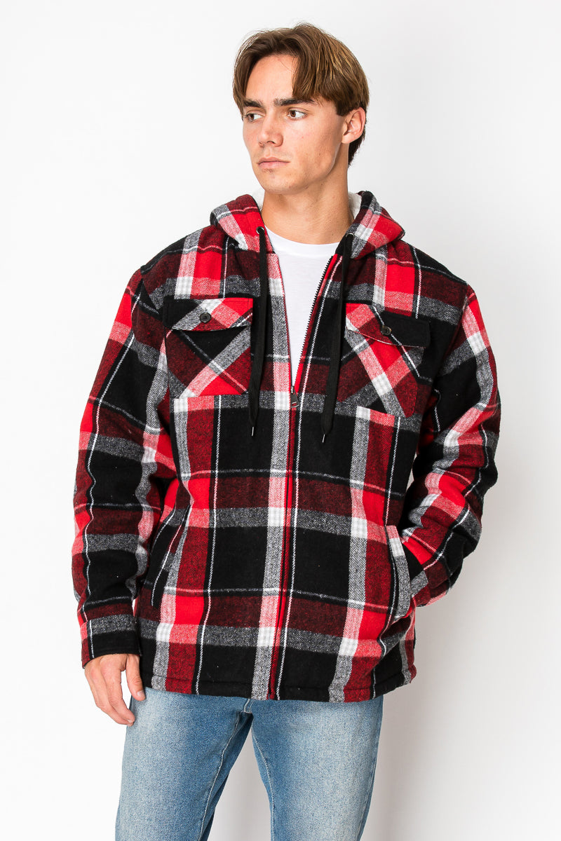 Men's Flannel Hoody Jackets (S-M-L-XL-2XL / 1-3-4-3-1) 12 PCS