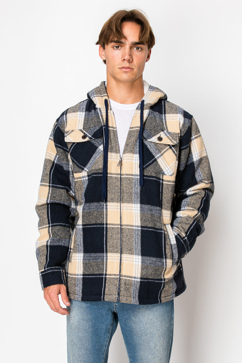 Men's Flannel Hoody Jackets (S-M-L-XL-2XL / 1-3-4-3-1) 12 PCS