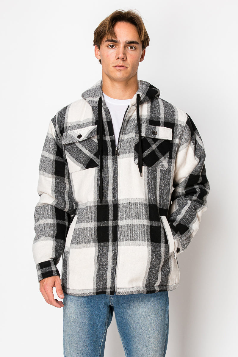 Men's Flannel Hoody Jackets (S-M-L-XL-2XL / 1-3-4-3-1) 12 PCS