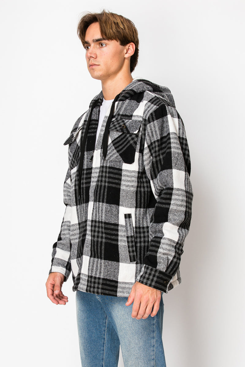 Men's Flannel Hoody Jackets (S-M-L-XL-2XL / 1-3-4-3-1) 12 PCS