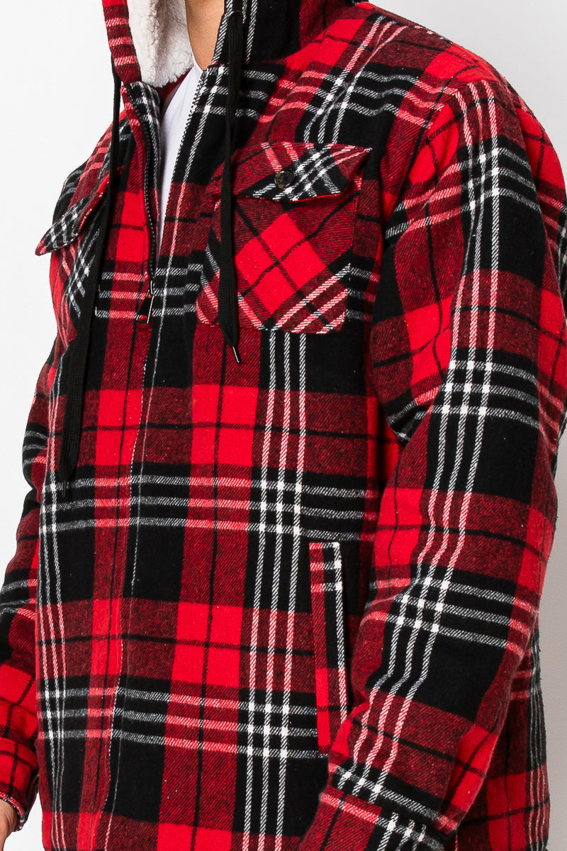 Men's Flannel Hoody Jackets (S-M-L-XL-2XL / 1-3-4-3-1) 12 PCS