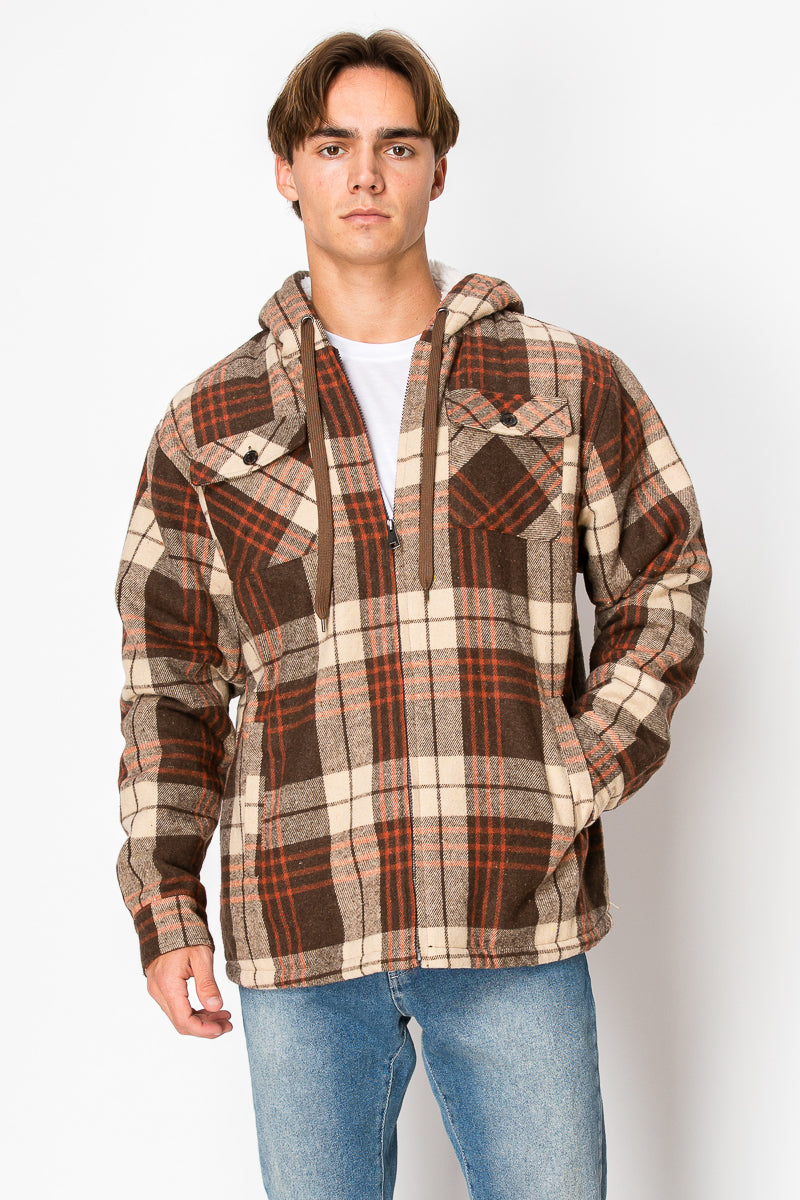 Men's Flannel Hoody Jackets (S-M-L-XL-2XL / 1-3-4-3-1) 12 PCS