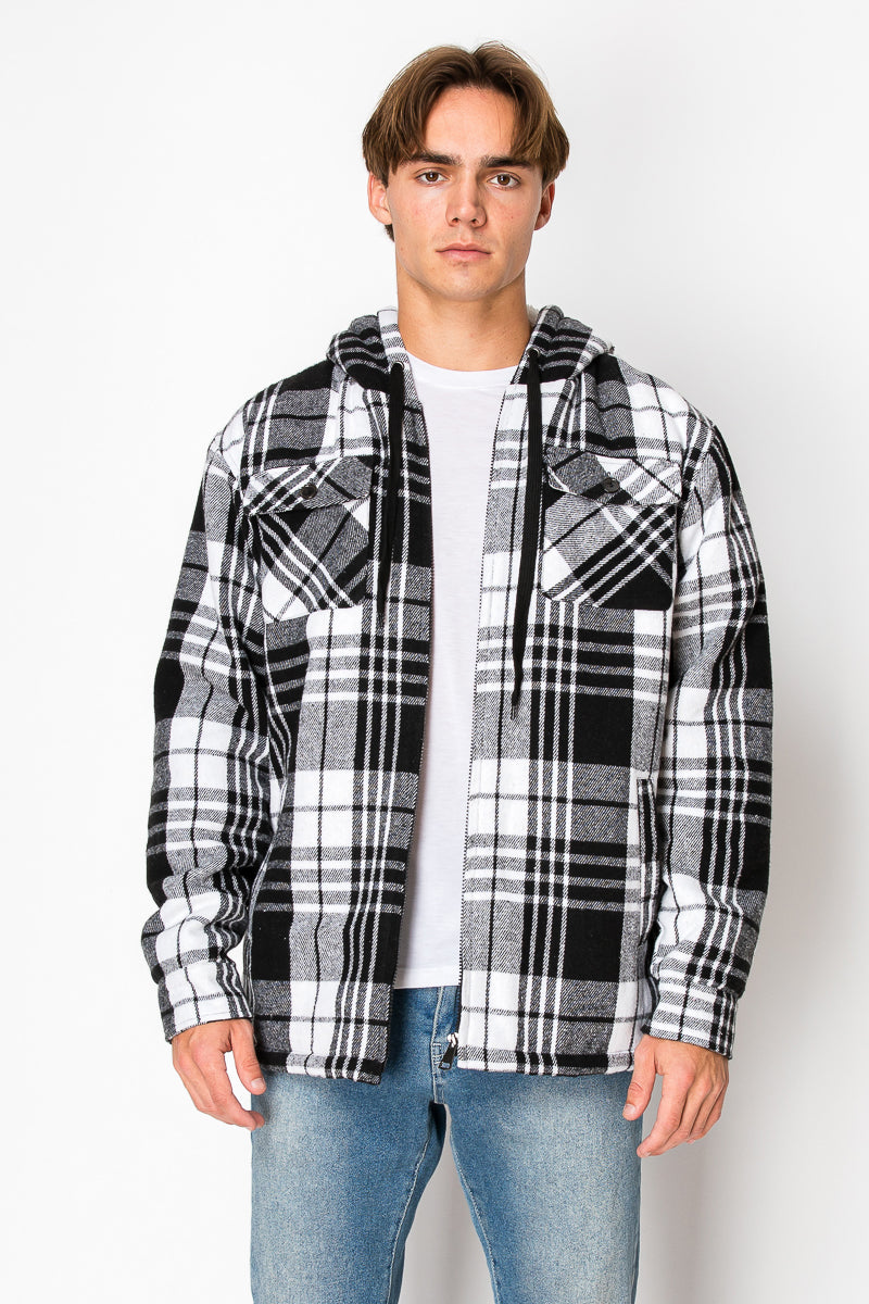 Men's Flannel Hoody Jackets (S-M-L-XL-2XL / 1-3-4-3-1) 12 PCS