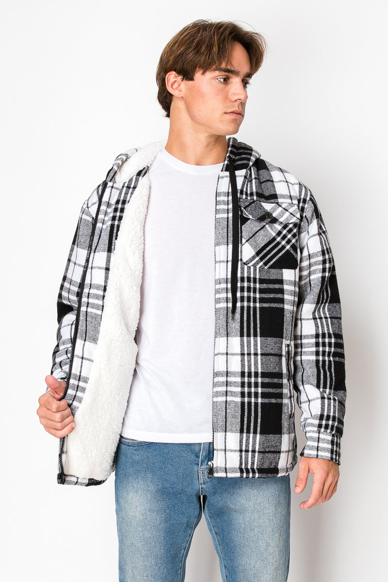 Men's Flannel Hoody Jackets (S-M-L-XL-2XL / 1-3-4-3-1) 12 PCS