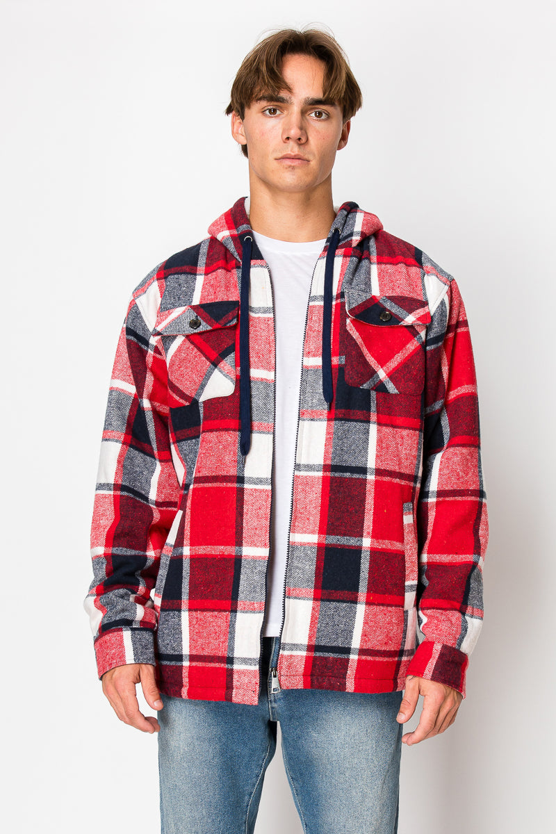 Men's Flannel Hoody Jackets (S-M-L-XL-2XL / 1-3-4-3-1) 12 PCS