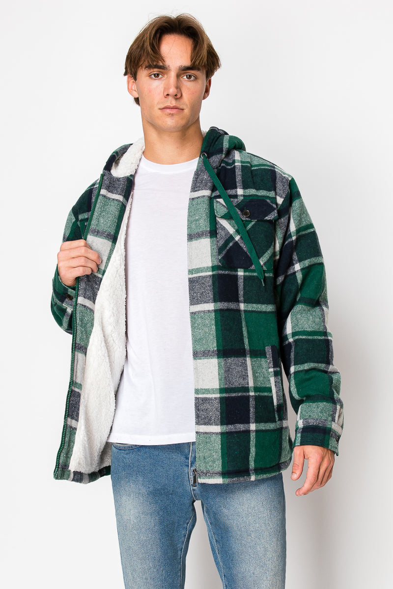 Men's Flannel Hoody Jackets (S-M-L-XL-2XL / 1-3-4-3-1) 12 PCS