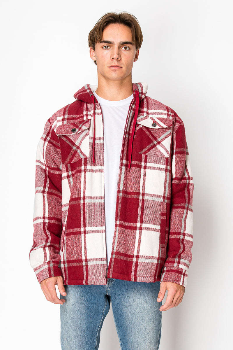 Men's Flannel Hoody Jackets (S-M-L-XL-2XL / 1-3-4-3-1) 12 PCS