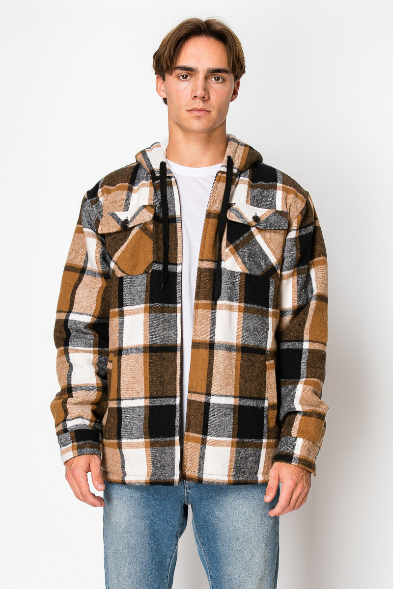 Men's Flannel Hoody Jackets (S-M-L-XL-2XL / 1-3-4-3-1) 12 PCS