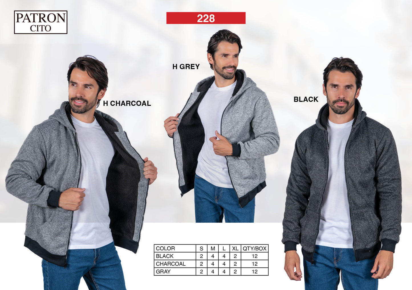 Men's Basic Zipper Jackets (S-M-L-XL / 2-4-4-2) 12 PCS